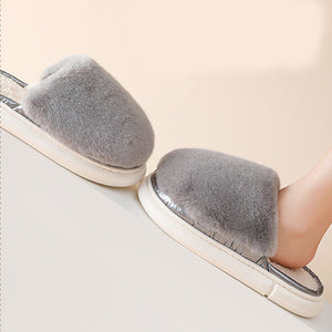 Fuzzy House Slippers Winter Warm Plush Faux Rabbit Fur Bedroom Shoes