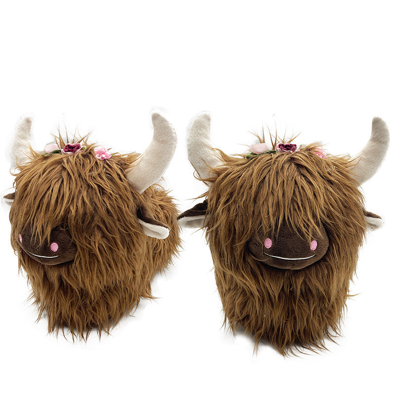 Wearing Flower Scottish Yak Plush Winter Cotton Shoes