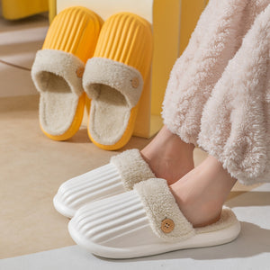 Detachable Slippers Stripe Design Winter House Shoes For Women