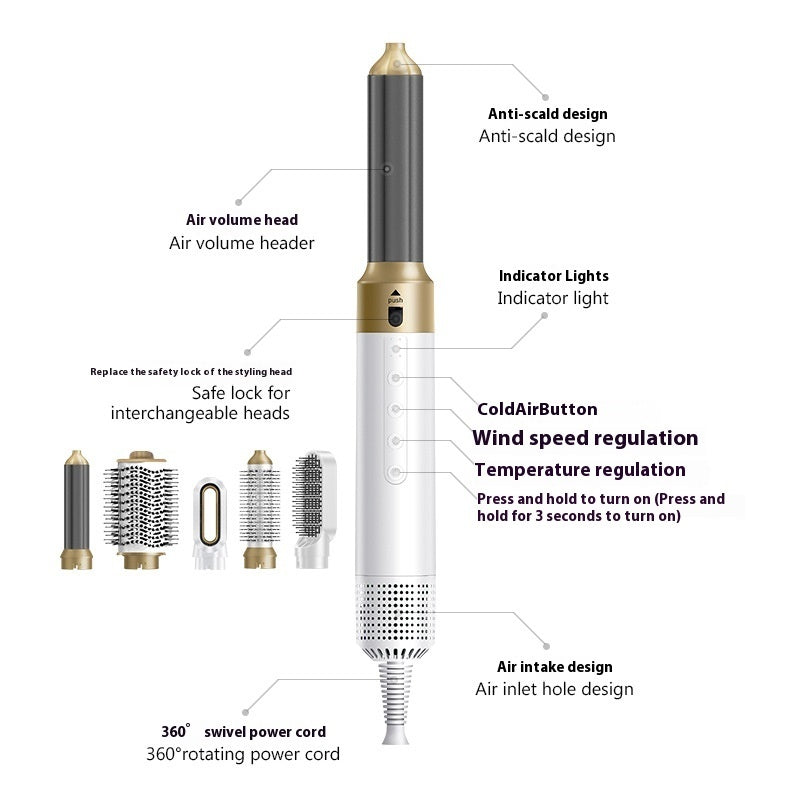 Brosse Électrique 4 en 1 – Boucler, Lisser, Sécher & Donner du Volum