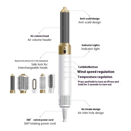 Brosse Électrique 4 en 1 – Boucler, Lisser, Sécher & Donner du Volum