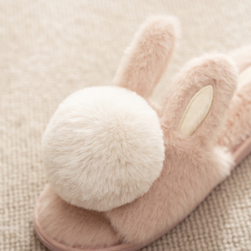 Winter Cartoon Indoor Thick-soled Warm Plush Cotton Shoes Rabbit Fleece Slippers