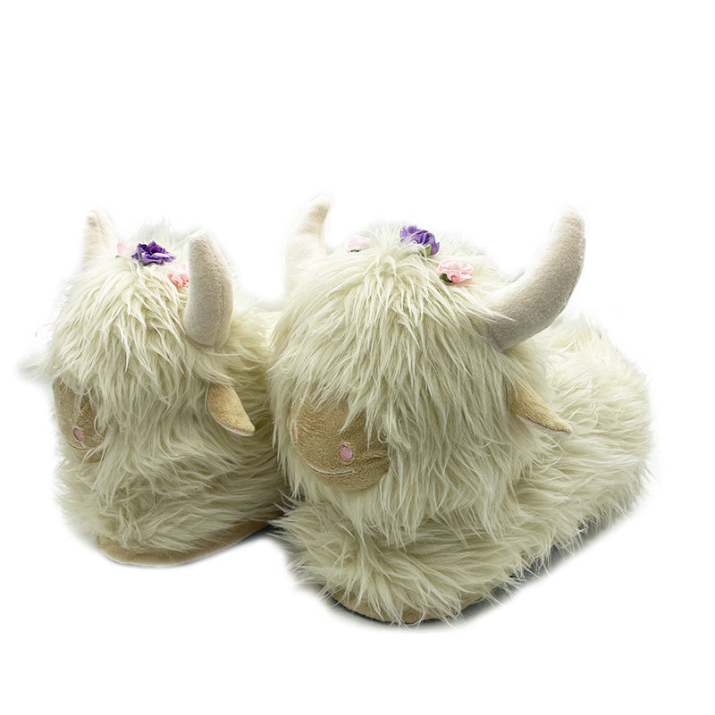Wearing Flower Scottish Yak Plush Winter Cotton Shoes