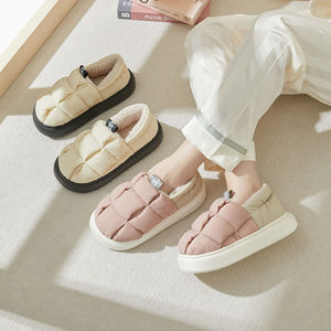 Simple Color Matching Twist Upper Surface Soft Home Wear Warm Couples Cotton Shoes