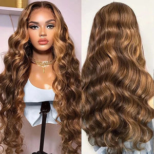 Highlight Blonde Body Wave 13x6 HD Transparent Lace Frontal Wigs 100% Human Hair 13x4 HD Lace Front Human Hair Wigs For Women