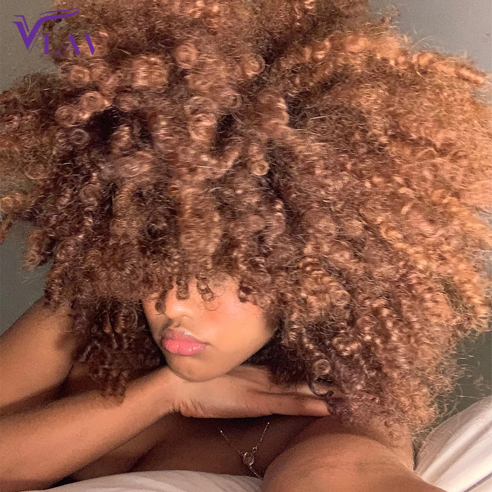 Glueless Human Hair Wigs 13×4/360 HD Transparent Lace PrePlucked 13×6 HD Lace Frontal Wigs 400 Density Afro Kinky Wave Wigs 4#