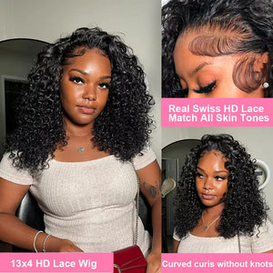 Curly Short Bob Human Hair Wigs 13x4 13X6 HD Lace Frontal Wig Brazilian Deep Wave 5x5 Closure Wig For Women Pre Plucked