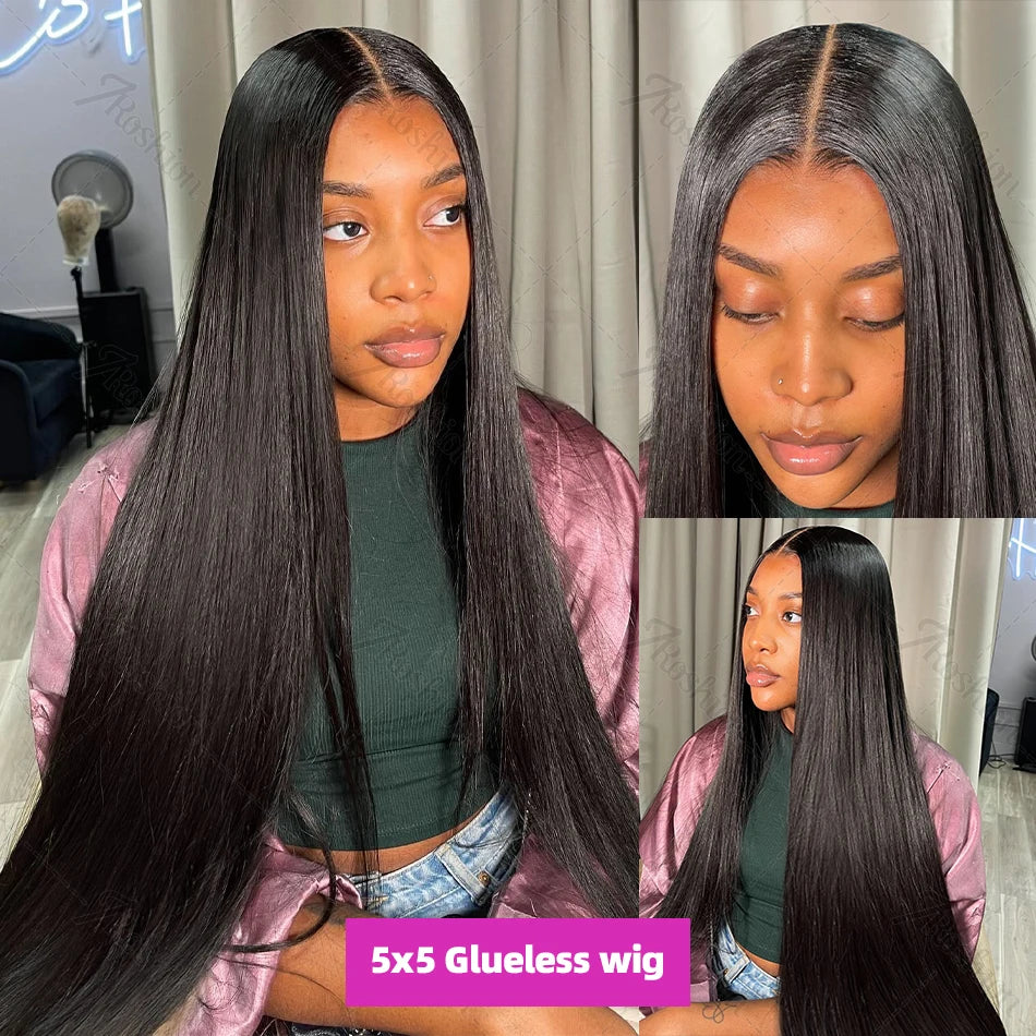 Bone Straight 13x4 Lace Front Human Hair 13x6 HD Transparent Lace Frontal Wigs 30 40 Inch 5x5 Glueless Closure Wig PrePlucked