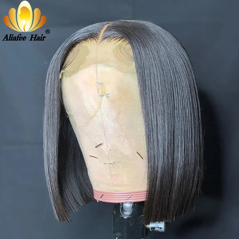 Ash Blonde Color Transparent 180% Density Full 13X4 Lace Frontal Wig Human Hair Blonde Short Bob Human Hair Wig for Women