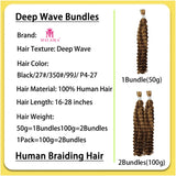 Malaika Color Deep Wave Bulk Human Hair for Braiding 4/27# No Weft Virgin Hair Curly Human Hair Extensions for Boho Braids