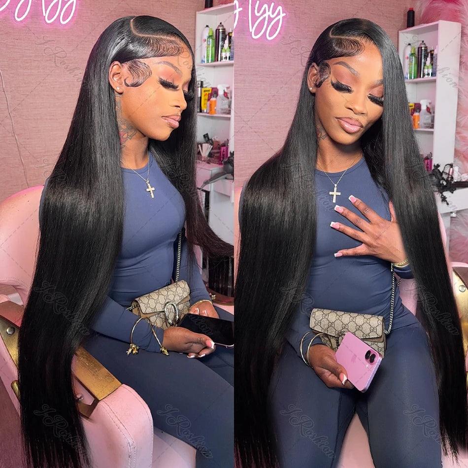 Bone Straight 13x4 Lace Front Human Hair 13x6 HD Transparent Lace Frontal Wigs 30 40 Inch 5x5 Glueless Closure Wig PrePlucked