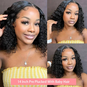 Brazilian Loose Deep Wave 13x4 Lace Frontal Human Hair Wigs 200% Transparent Water Curly Short Bob Wig Remy Wigs For Women