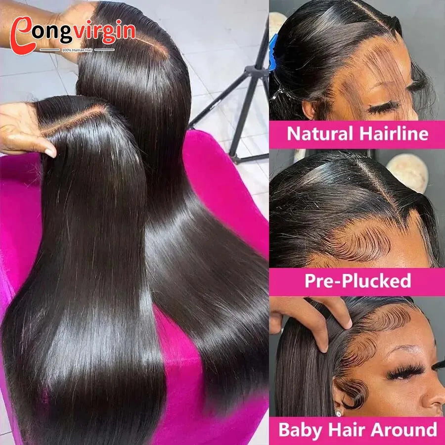 5x5 Glueless Wig Human Hair Ready To Wear Pre-Cut Lace Wear And Go Glueless Wigs Straight Lace Front Human Hair Wig For Women