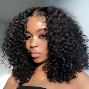 Brazilian Loose Deep Wave 13x4 Lace Frontal Human Hair Wigs 200% Transparent Water Curly Short Bob Wig Remy Wigs For Women