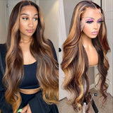 Body Wave Highlight 100% Human Hair Wigs 13x6 HD Lace Frontal Wigs Honey Blonde 13x4 HD Lace Front Highlight Wig 100% Human Hair