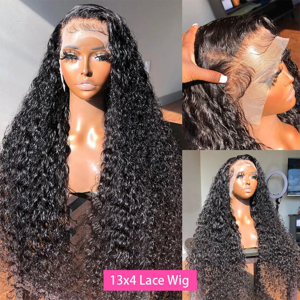 curly wig 100% human hair wigs hd lace wig 13x6 lace frontal wig deep wave water wave cheap wigs on sale for women choice