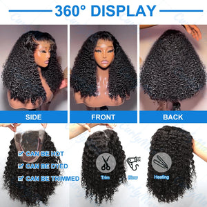 Brazilian Short Bob 13x4 Lace Frontal Human Hair Wigs Deep Wave 13x6 HD Transparent Lace Front Curly 5x5 Closure Wig For Women