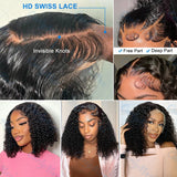 Brazilian Short Bob 13x4 Lace Frontal Human Hair Wigs Deep Wave 13x6 HD Transparent Lace Front Curly 5x5 Closure Wig For Women