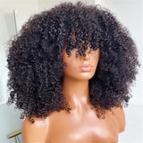 Short Bob Wigs 99J Kinky Curly Bob Wig Red Burgundy Non Lace Front Human Hair Wigs For Women Full Machine Human Hair Wig Bangs