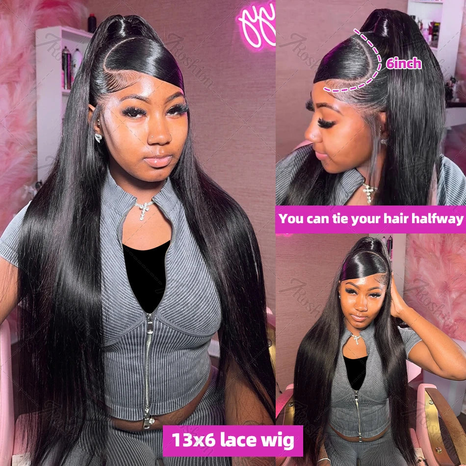 Bone Straight 13x4 Lace Front Human Hair 13x6 HD Transparent Lace Frontal Wigs 30 40 Inch 5x5 Glueless Closure Wig PrePlucked