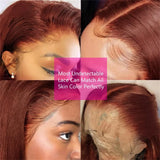 Reddish Brown 13x4 HD Lace Front Human Hair Dark Red Brown Brazilian Bone Straight Lace Frontal Wigs For Black Women Pre Plucked