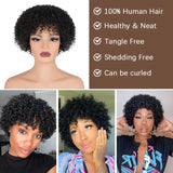 Afro Kinky Curly Bob Wig With Bangs Curly Pixie Cut Wigs Machine Made Brazilian Human Hair Wigs For Black Women