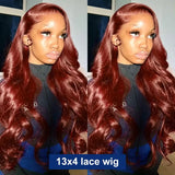 13x4 Reddish Brown Body Wave Lace Frontal Human Hair Wigs 100% Red Colored 13x6 Hd Lace Frontal Wigs Human Hair Wigs Pre Plucked