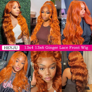 Colored Orange Ginger Lace Front Wigs Human Hair Body Wave 13x6 HD Lace Frontal Wig Loose Wave Brazilian Transparent Lace Wig