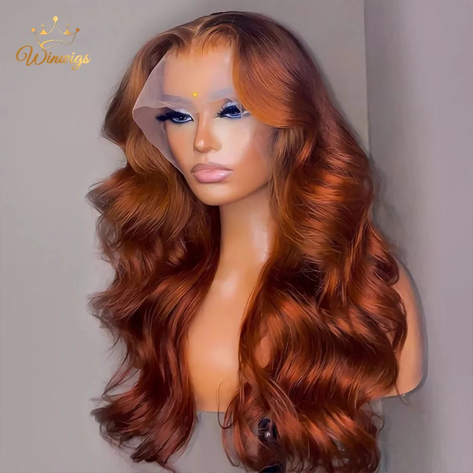 13x4 Reddish Brown Body Wave Lace Frontal Human Hair Wigs 100% Red Colored 13x6 Hd Lace Frontal Wigs Human Hair Wigs Pre Plucked