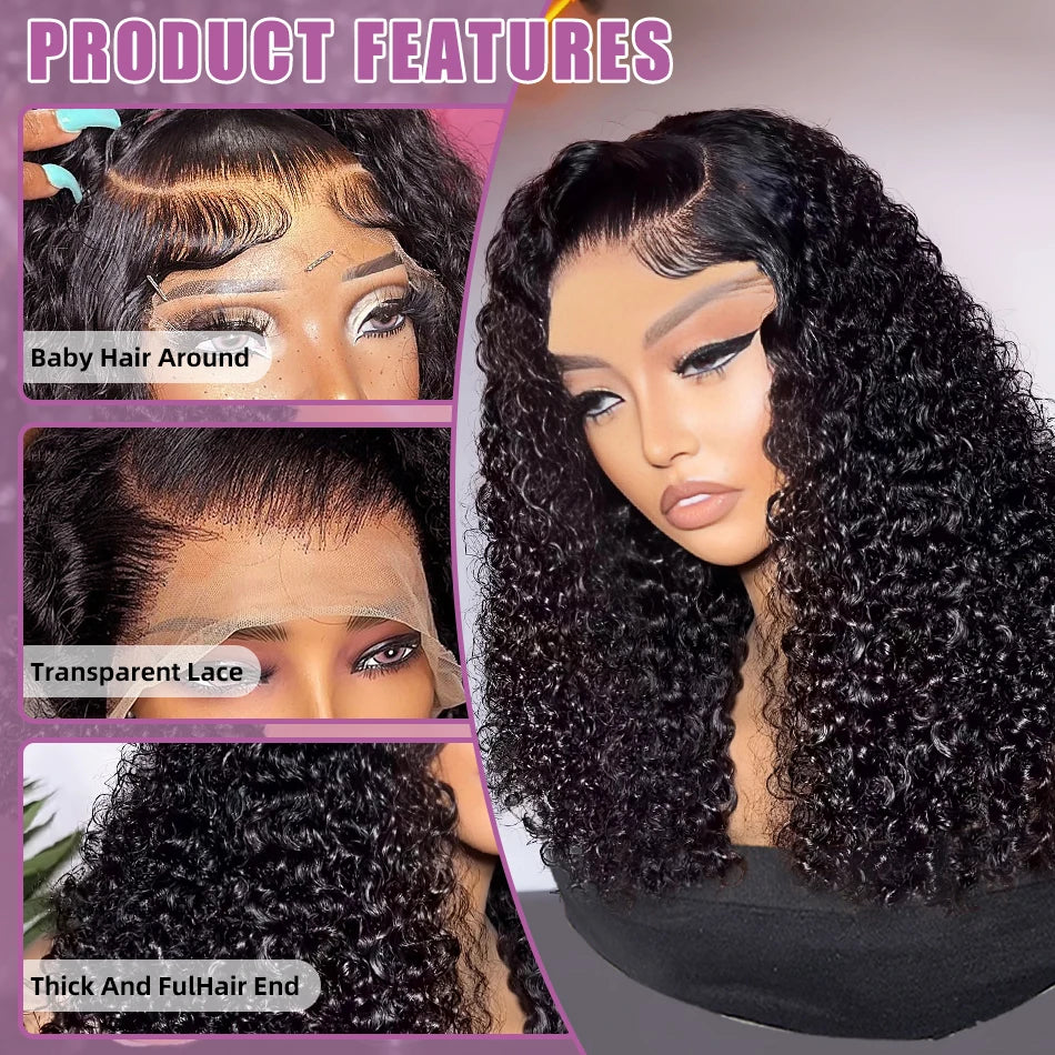 Links Short Bob Wigs Water Curly 13x4 13x6 HD Lace Front Human Hair For Women 220% Brazilian Deep Wave 5x5 Lace Closure Wig