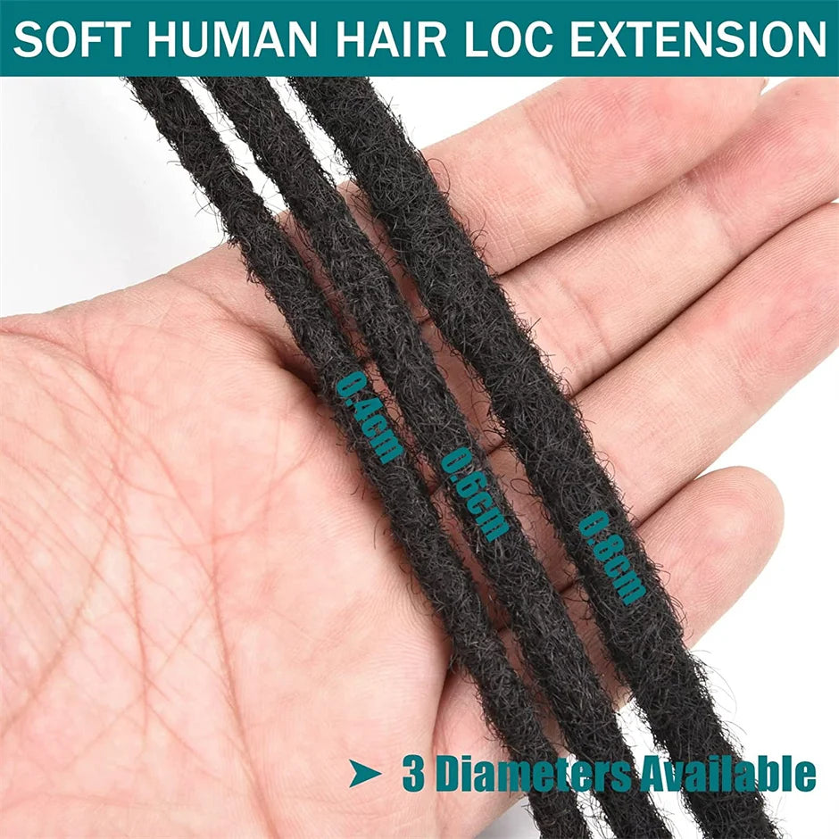 0.4cm Loc Extension Human Hair 8 inch 40 Strands Full Handmade 100% Human Hair Dreadlock Extensions for Men Women