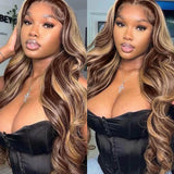 Body Wave Highlight 100% Human Hair Wigs 13x6 HD Lace Frontal Wigs Honey Blonde 13x4 HD Lace Front Highlight Wig 100% Human Hair