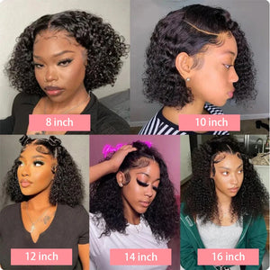 Brazilian Loose Deep Wave 13x4 Lace Frontal Human Hair Wigs 200% Transparent Water Curly Short Bob Wig Remy Wigs For Women