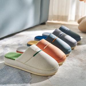 Winter Household Non-slip Plus Velvet Faux Leather Cotton Slippers