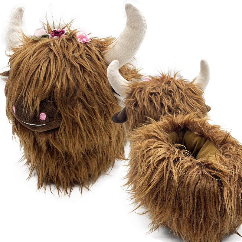 Wearing Flower Scottish Yak Plush Winter Cotton Shoes